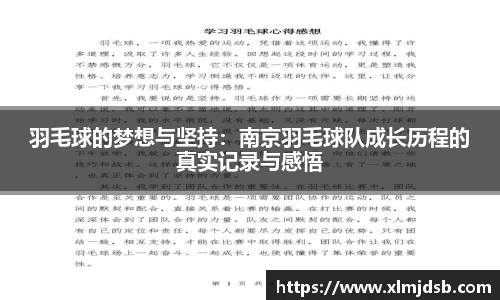 羽毛球的梦想与坚持：南京羽毛球队成长历程的真实记录与感悟
